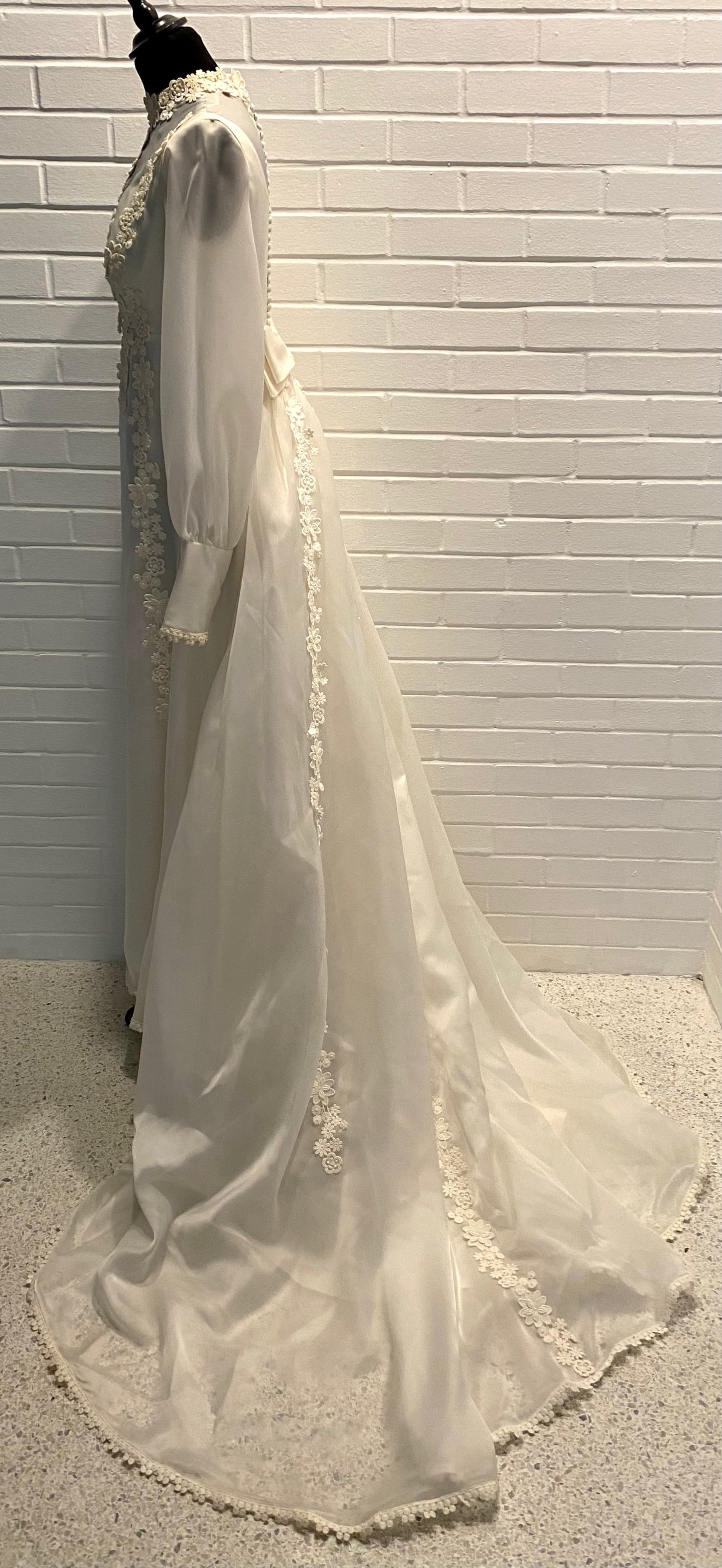 Late 60s/ Early 70s Bridal Originals Wedding Dress, Detachable Train & Veil