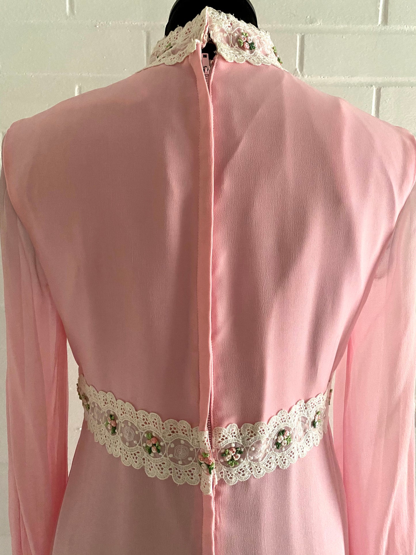 Late 50s/ Early 60s Pink Chiffon Maxi Dress