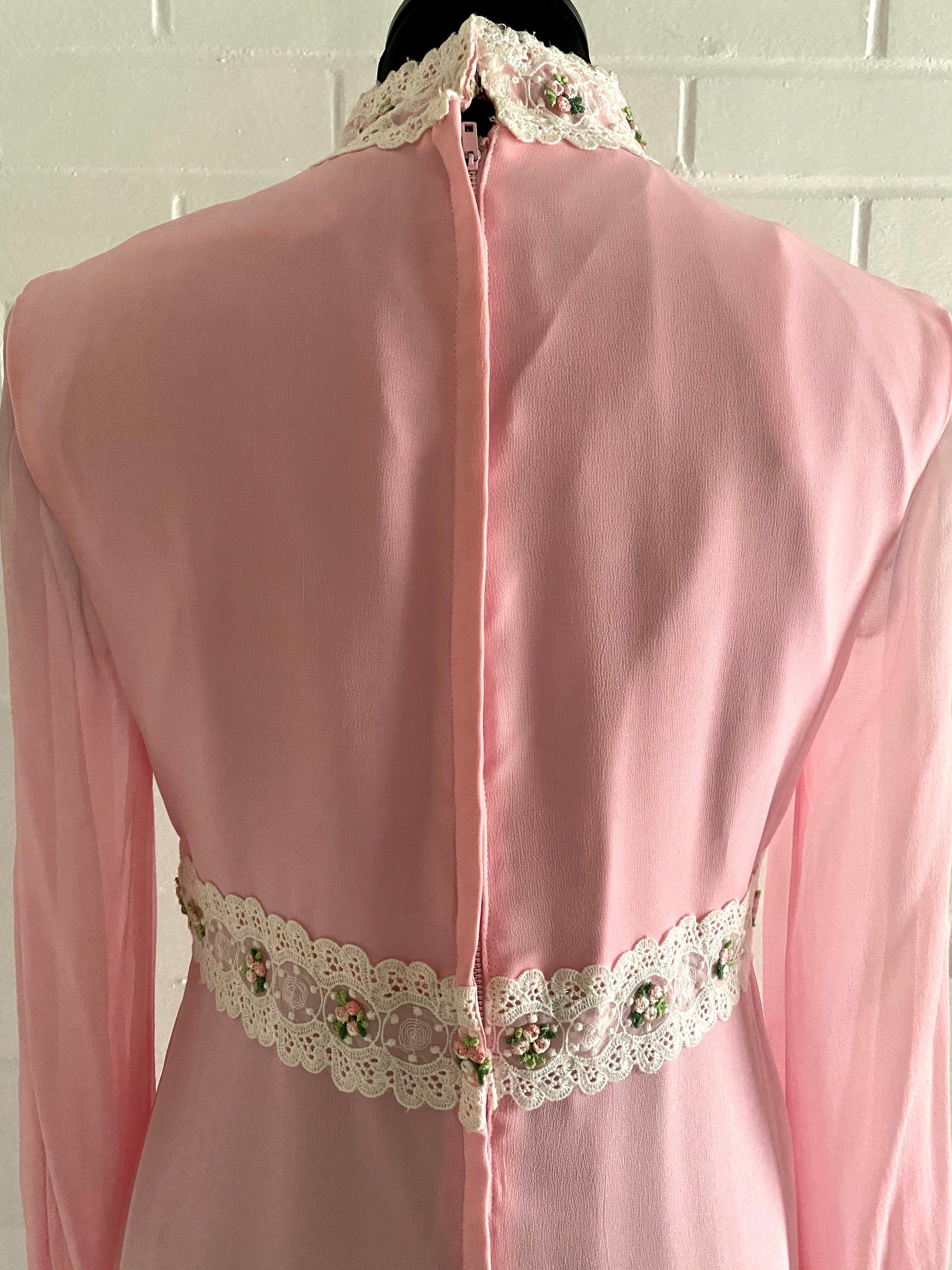Late 50s/ Early 60s Pink Chiffon Maxi Dress Late 50s/ Early 60s Pink Chiffon Maxi Dress