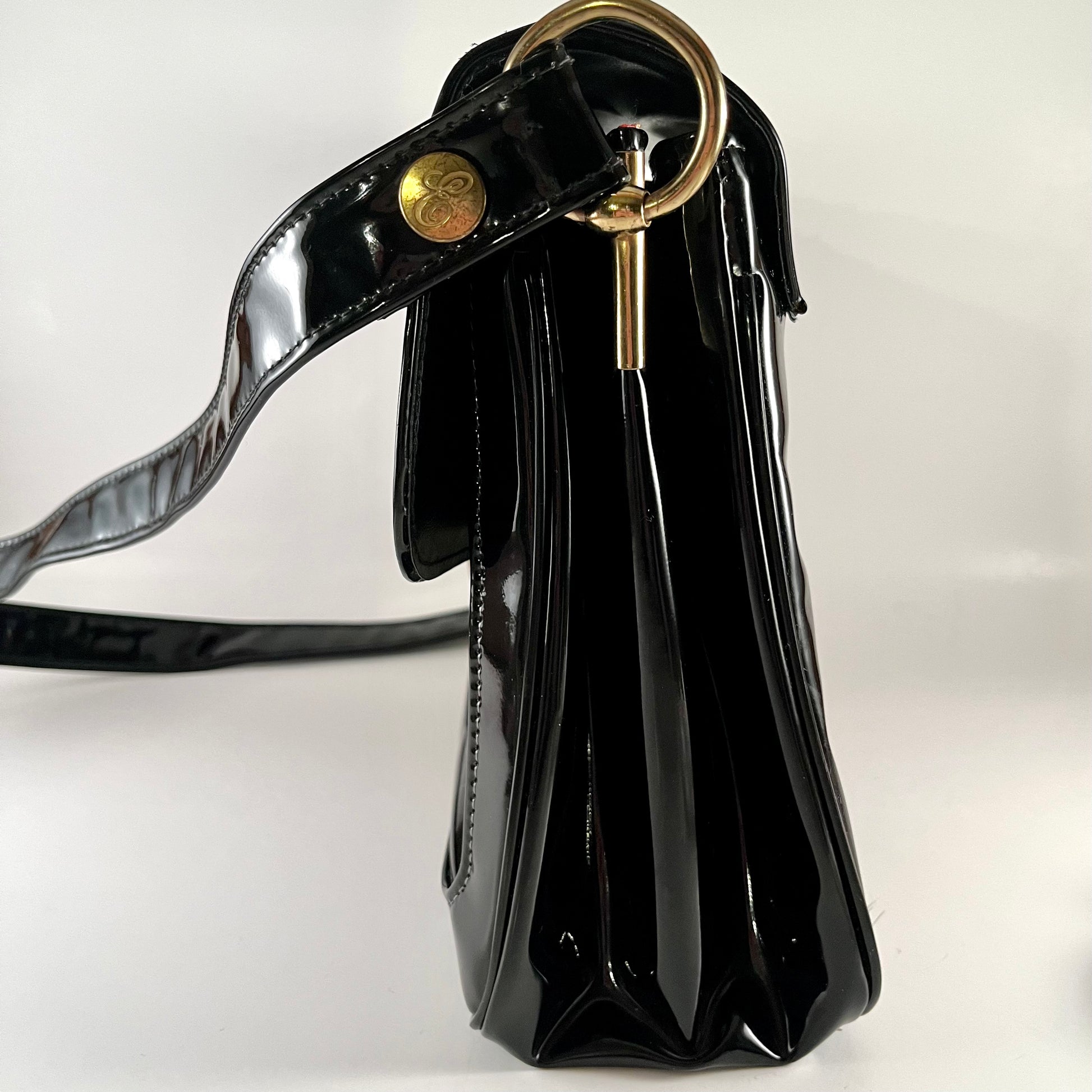 black patent leather purse