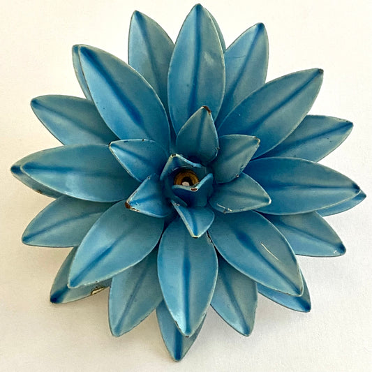 Late 60s/ Early 70s Blue Enamel Flower Brooch