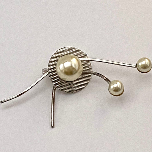 1960s Abstract Faux Pearl Brooch