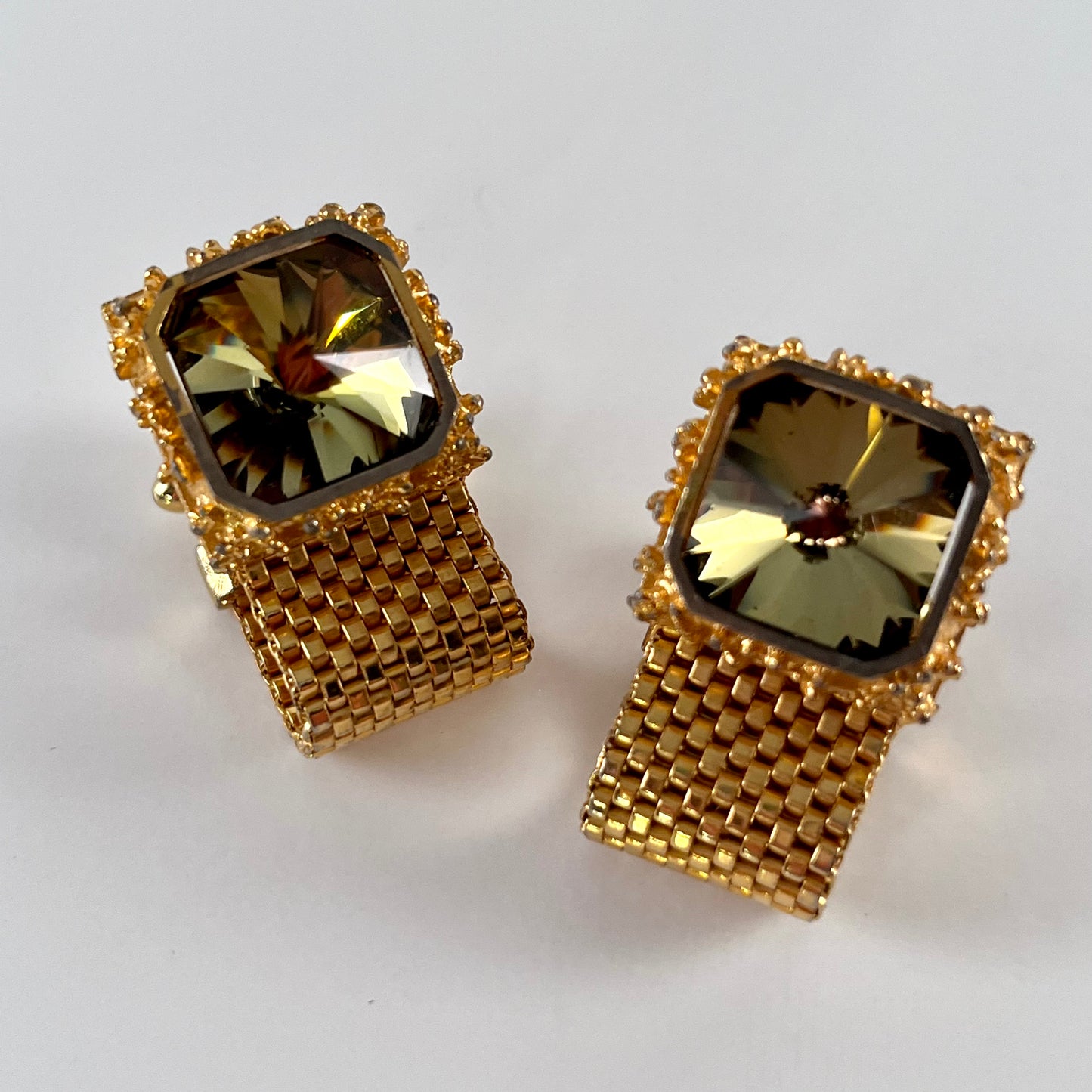 60s/ 70s Vintage Rhinestone Cuff Links