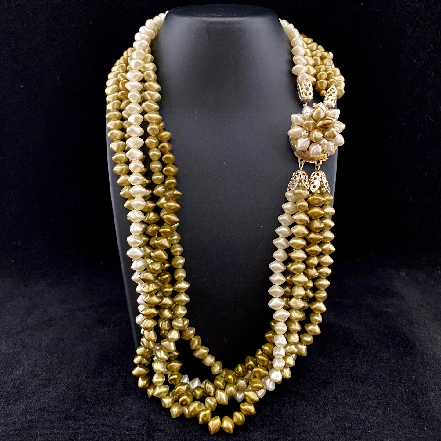1960s Hong Kong 5 Strand Bead Necklace