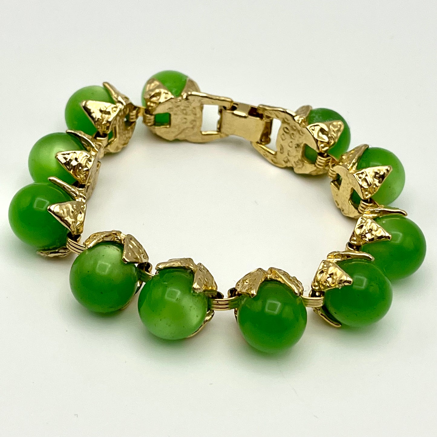 1960s Green Moonglow Bead Bracelet