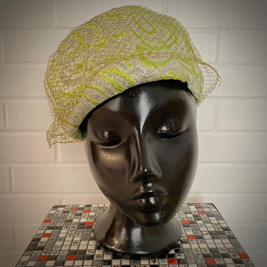 Late 50s/ Early 60s Green & Silver Brocade Pot Hat