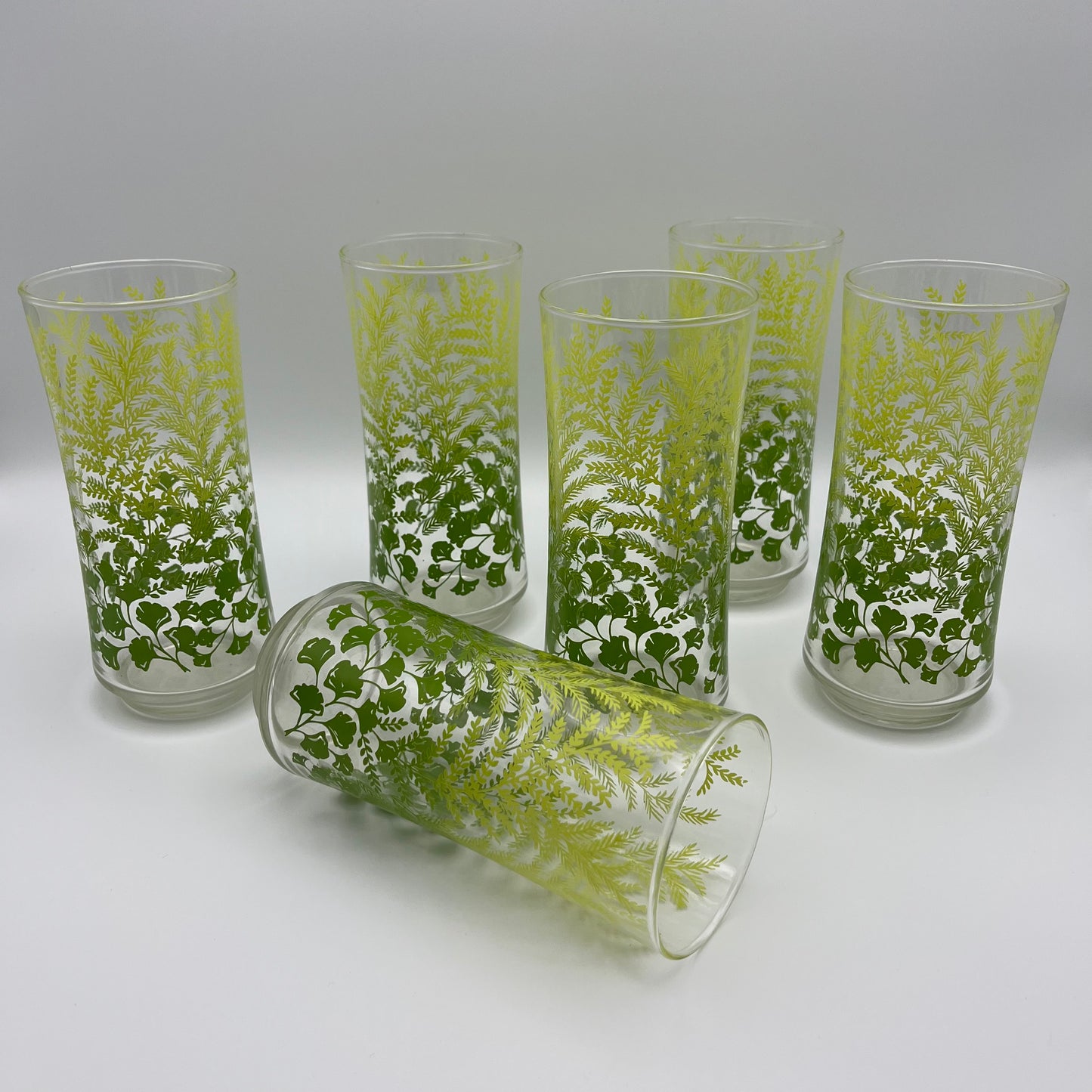 1970s Libbey Fern & Ginkgo Leaves Tumbler Glasses (Set of 6)