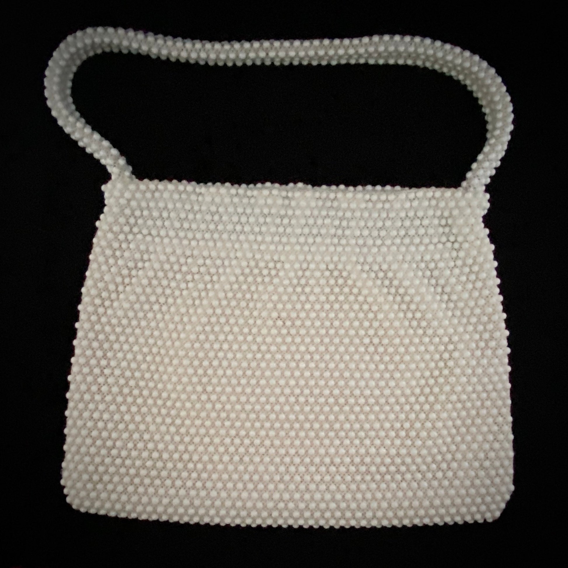 1960s No Label Ivory Bead Handbag - Retro Kandy Vintage