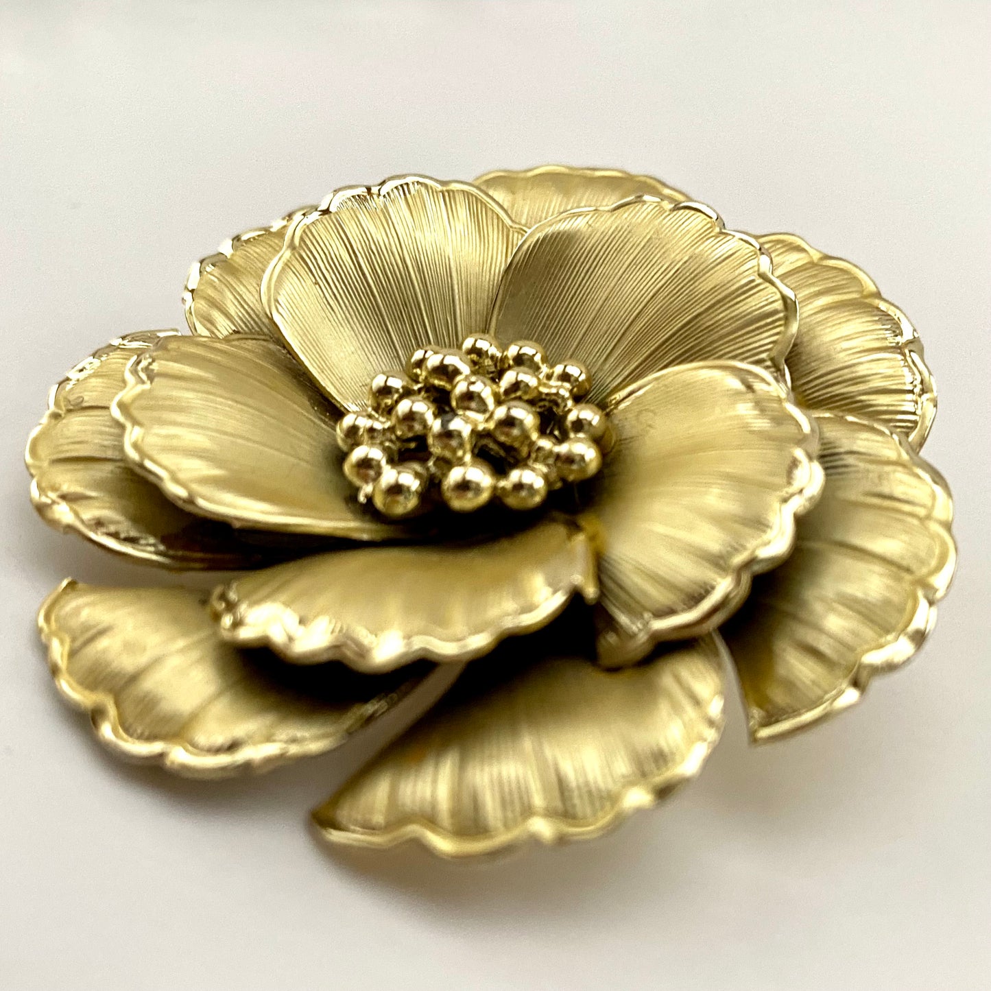 1960s Gold-Tone Metal Flower Brooch
