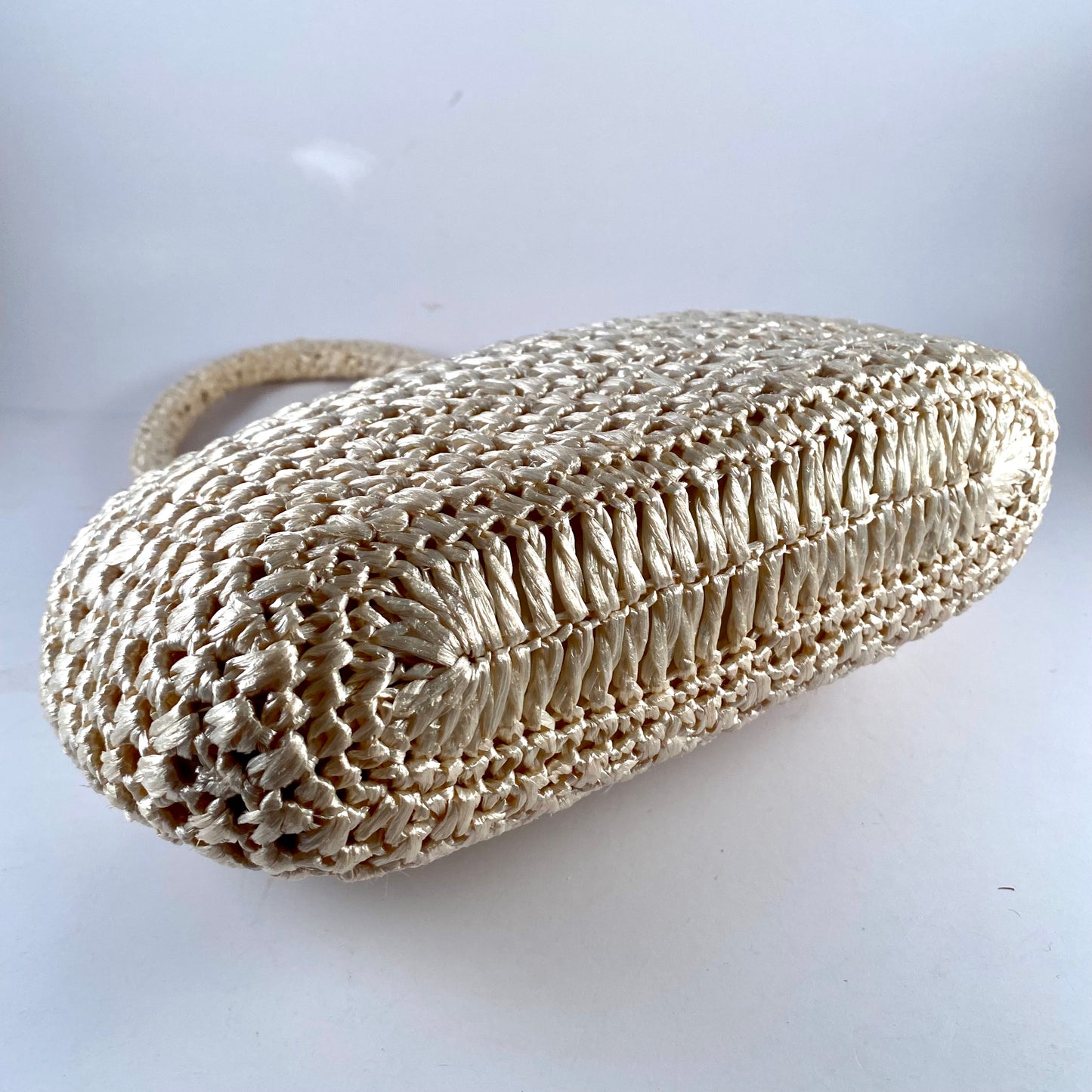1960s Made In Japan Ivory Raffia Straw Purse
