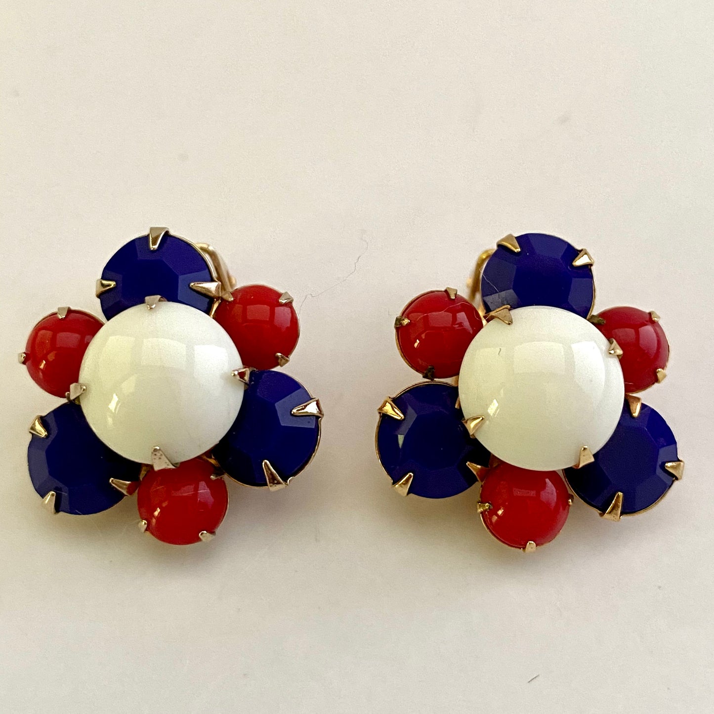 Late 50s/ Early 60s Patriotic Glass Bead Earrings