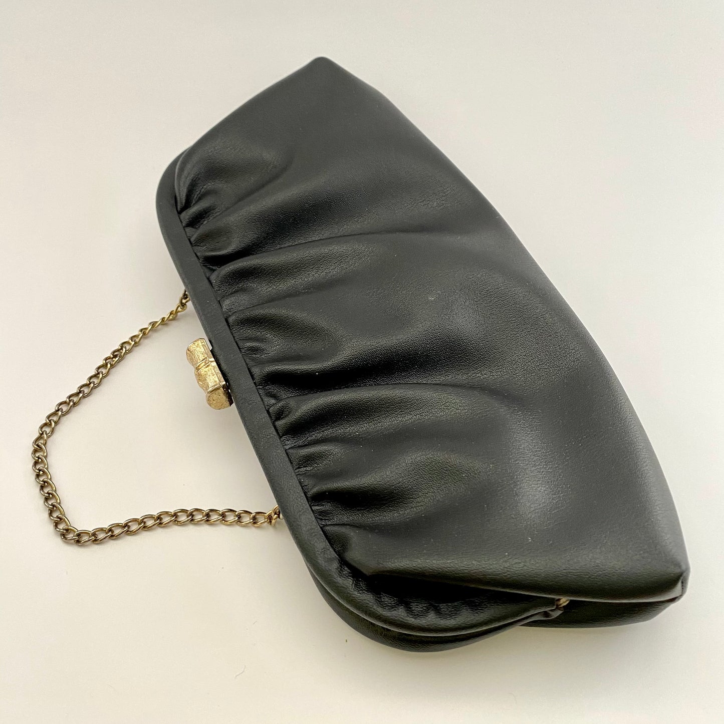 1960s Black Faux Leather Clutch