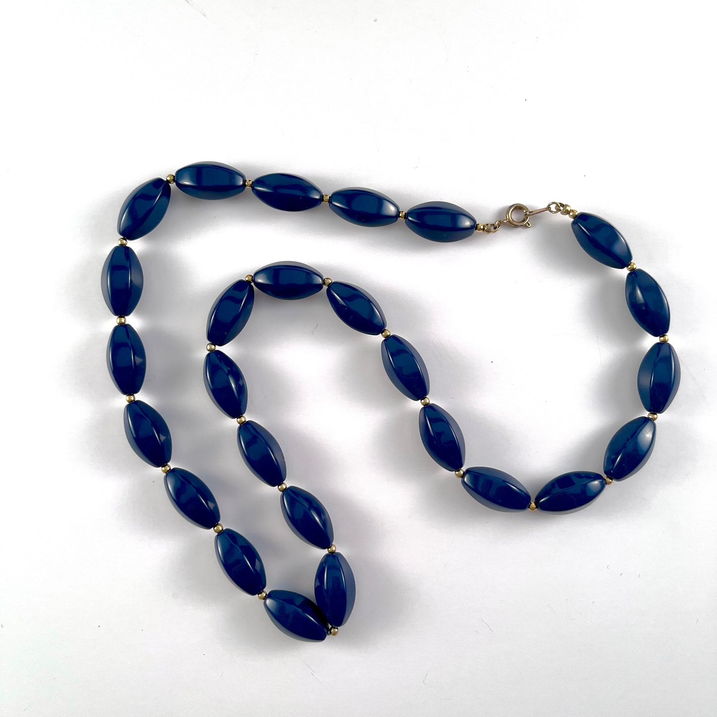 1980s Navy Blue Bead Necklace