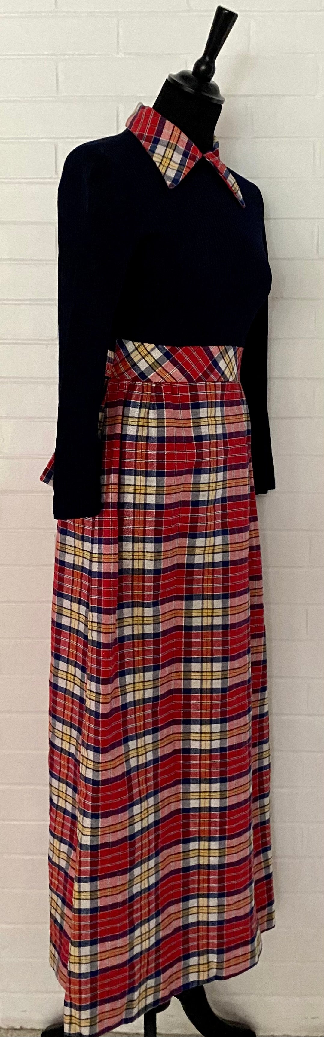 1960s Peggy Barker Plaid Maxi Dress