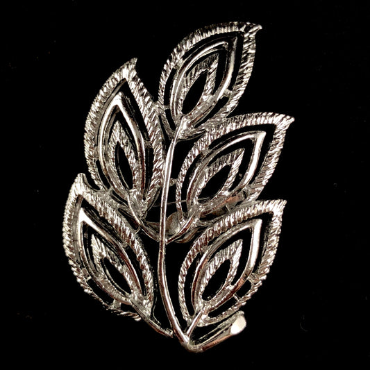 Late 60s/ Early 70s Gerry’s Silver Leaf Brooch - Retro Kandy Vintage