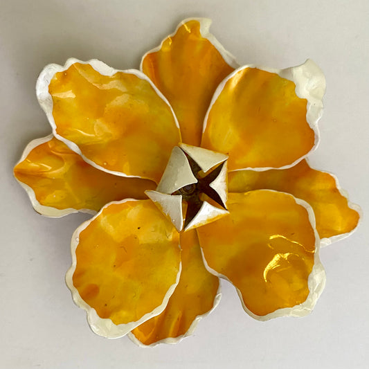 Late 60s/ Early 70s Yellow Enamel Flower Brooch