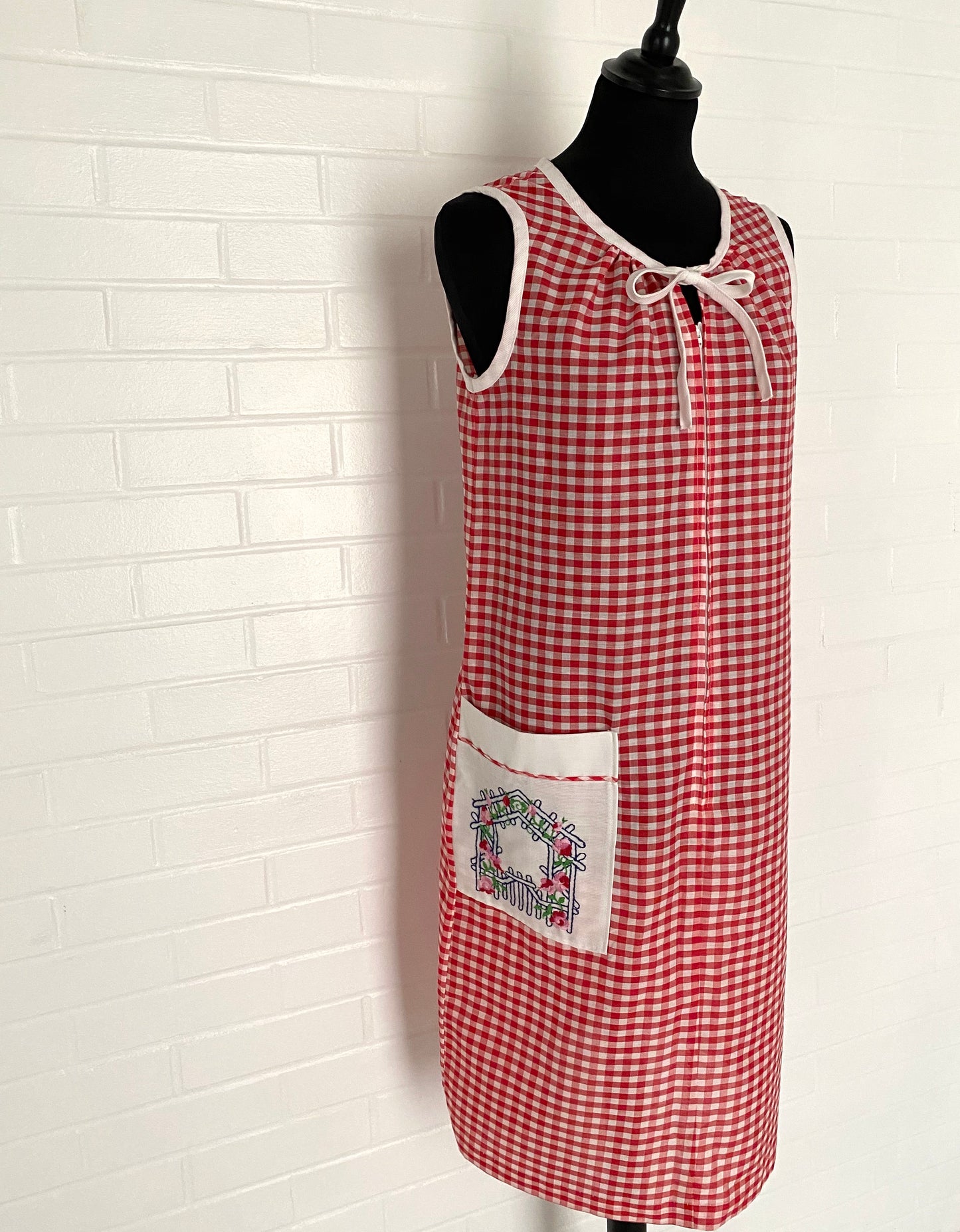 Late 60s/ Early 70s Red & White House Dress