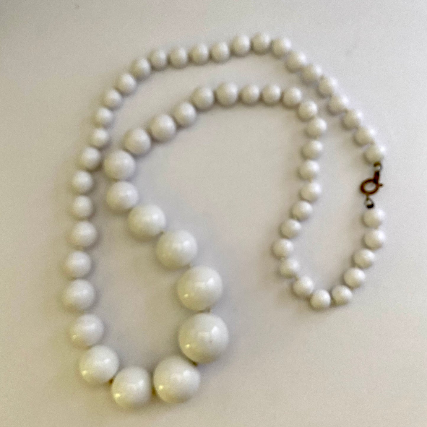 1960s White Bead Necklace & Earring Set