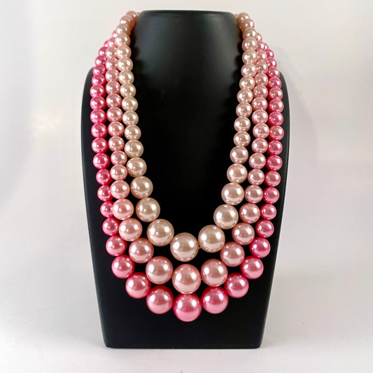 1960s Japan 3-Strand Bead Necklace