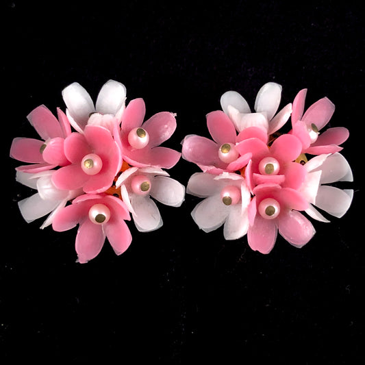 1960s Japan Pink Flower Earrings - Retro Kandy Vintage