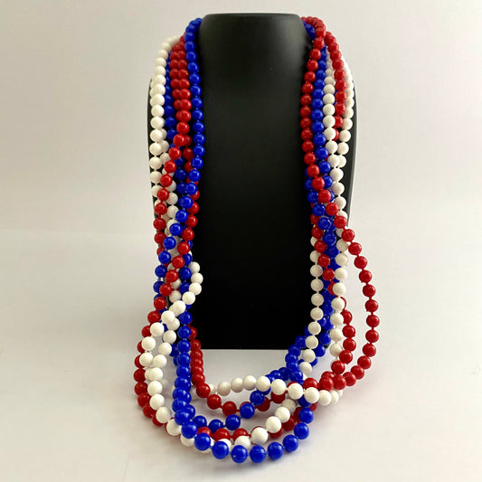 Late 60s/ Early 70s Red, White & Blue Beaded Necklace