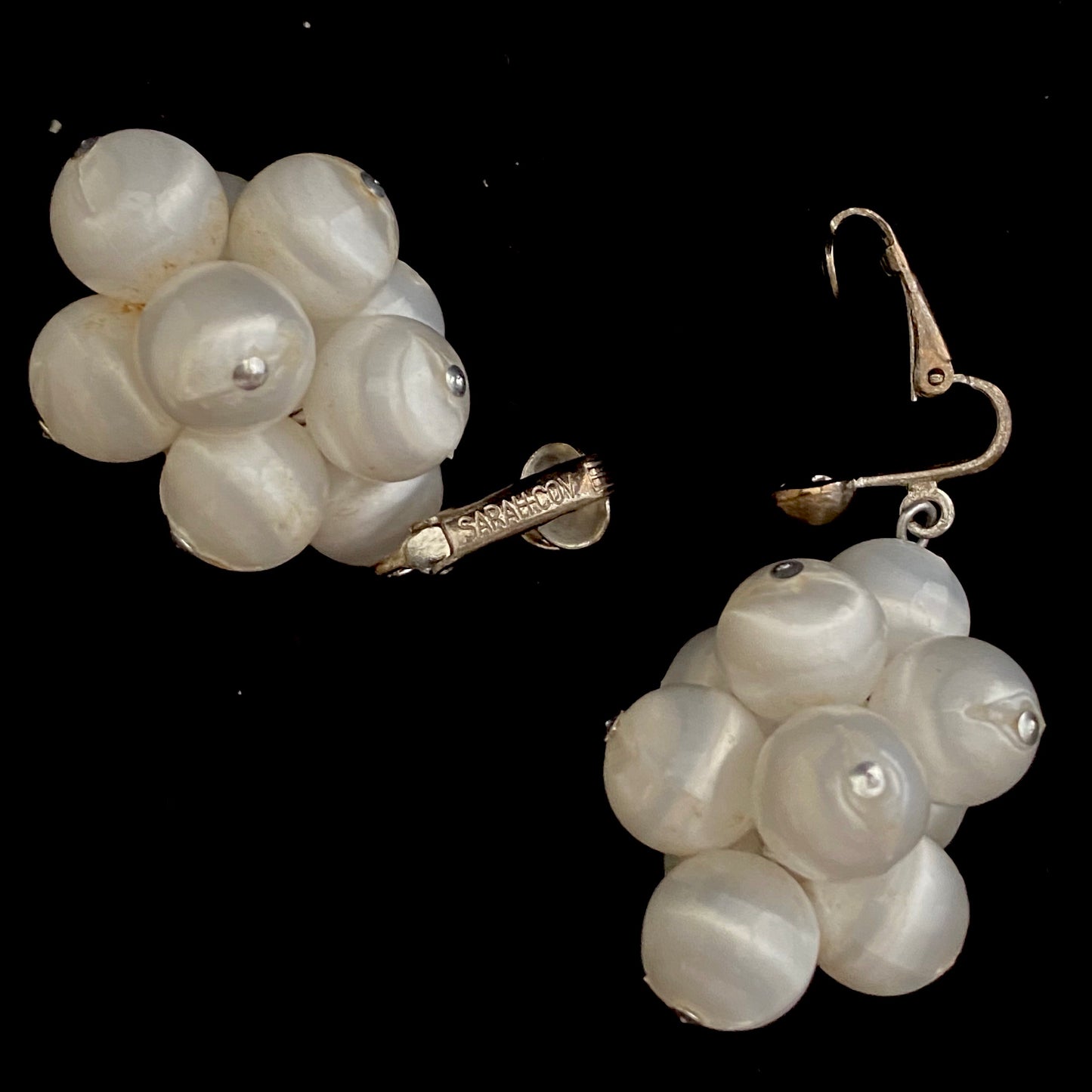 1967 Sarah Coventry White Satin Earrings
