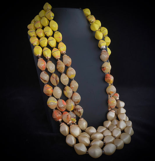 1960s Hong Kong 4-Strand Bead Necklace