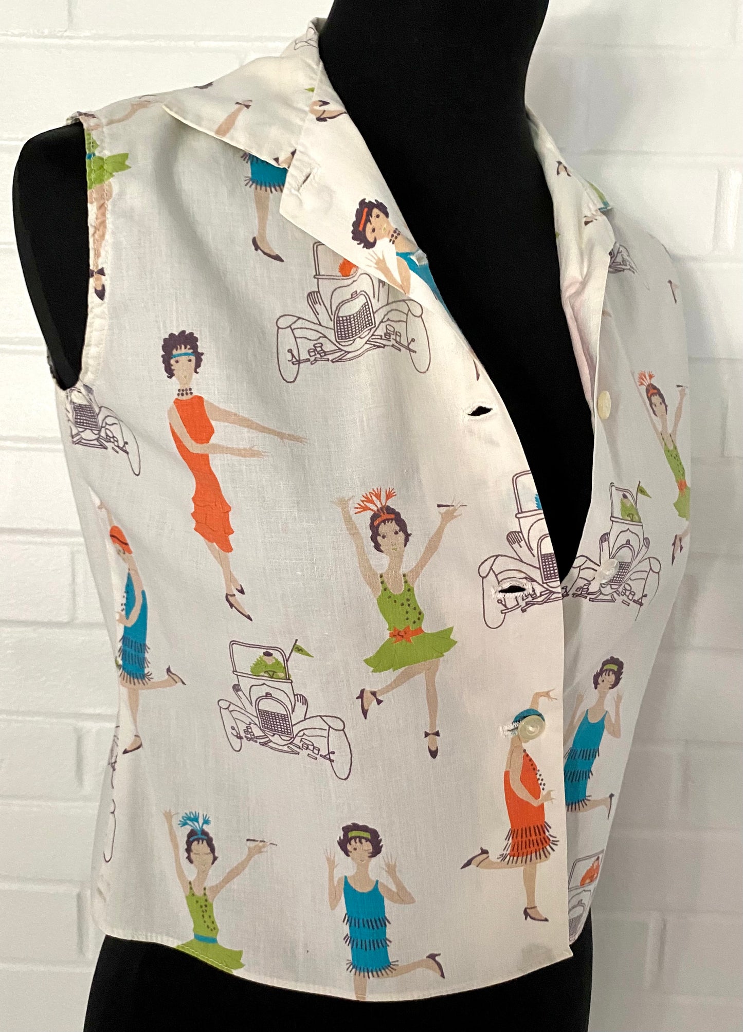 1950s Button Front Sleeveless Blouse