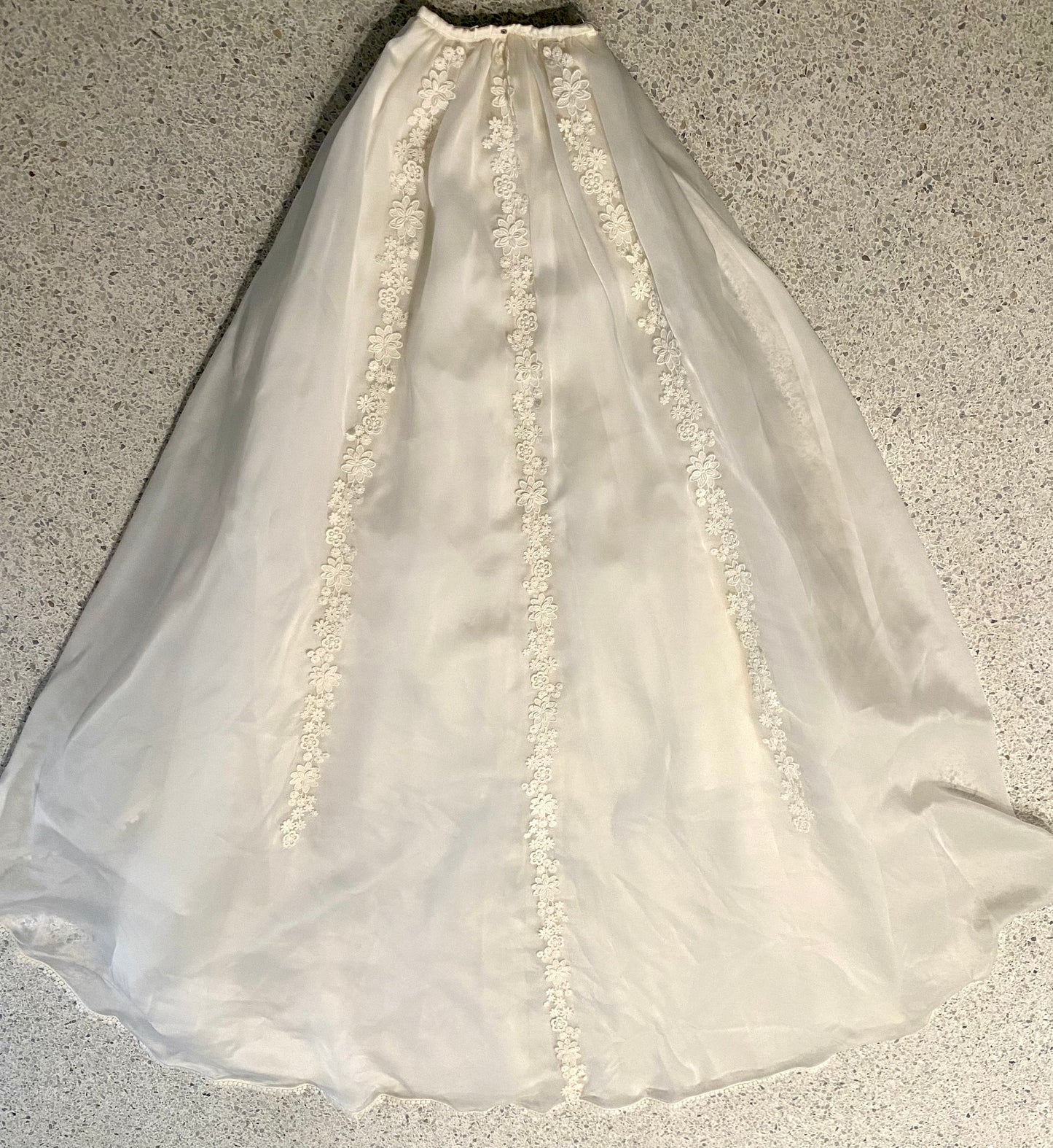 Late 60s/ Early 70s Bridal Originals Wedding Dress, Detachable Train & Veil