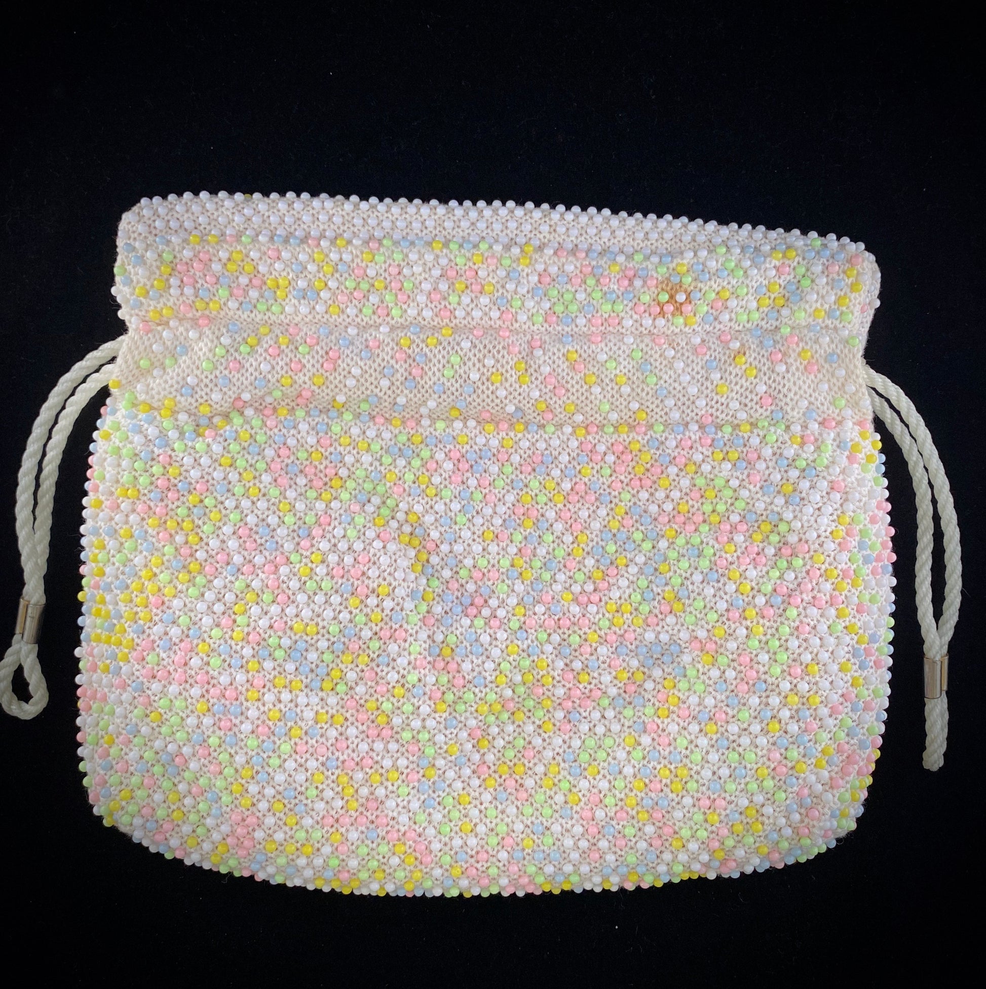 Late 50s/ Early 60s Beaded Reversible Drawstring Bag - Retro Kandy Vintage