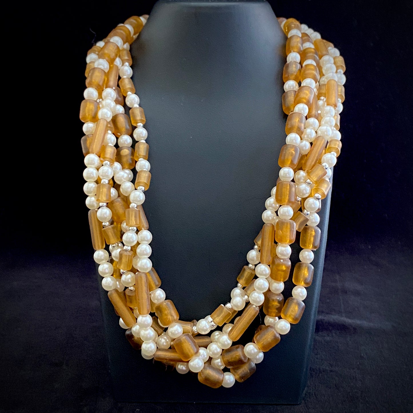 60s/70s Unsigned Faux Pearl & Bead Necklace