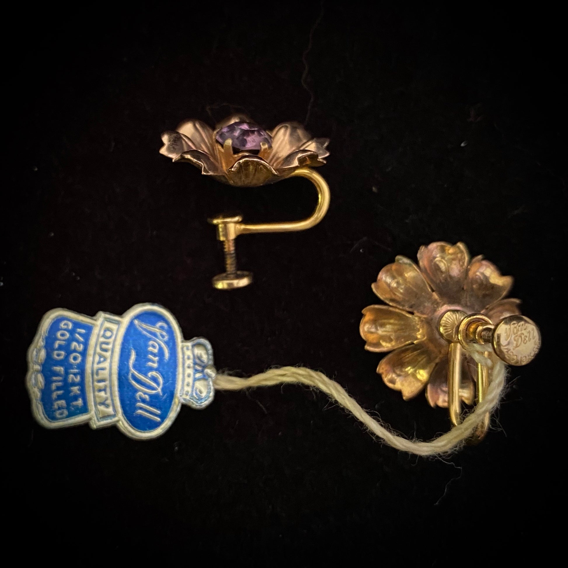 1950s Van Dell 12 K.T. Gold Filled Flower Earrings - Retro Kandy Vintage