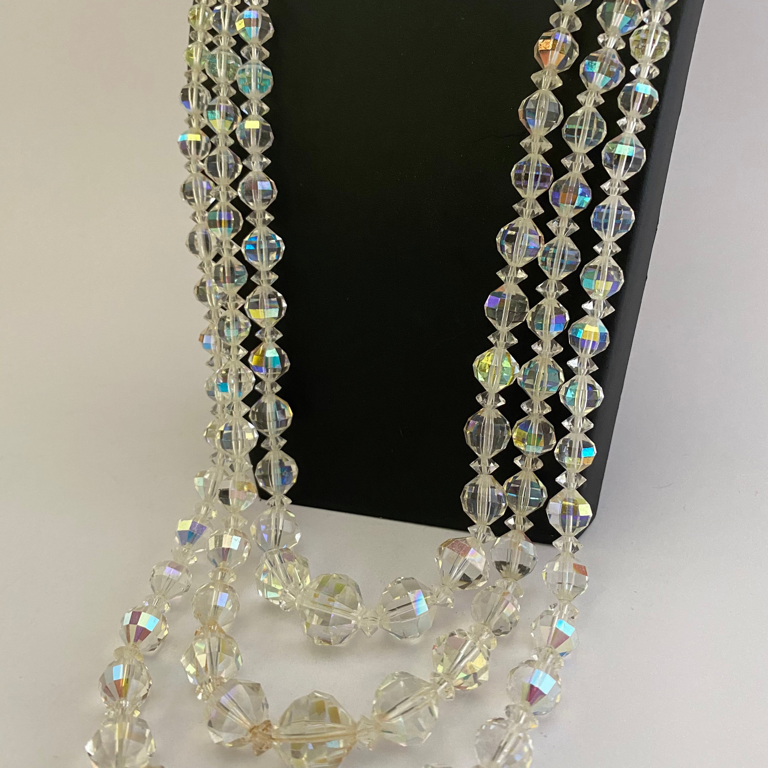 Vintage Crystal Necklace by Exquisite 50s/60s Sparkling Statement Necklace  Aurora Borealis Beads, by Exquisite Triple Strand Bride - Etsy