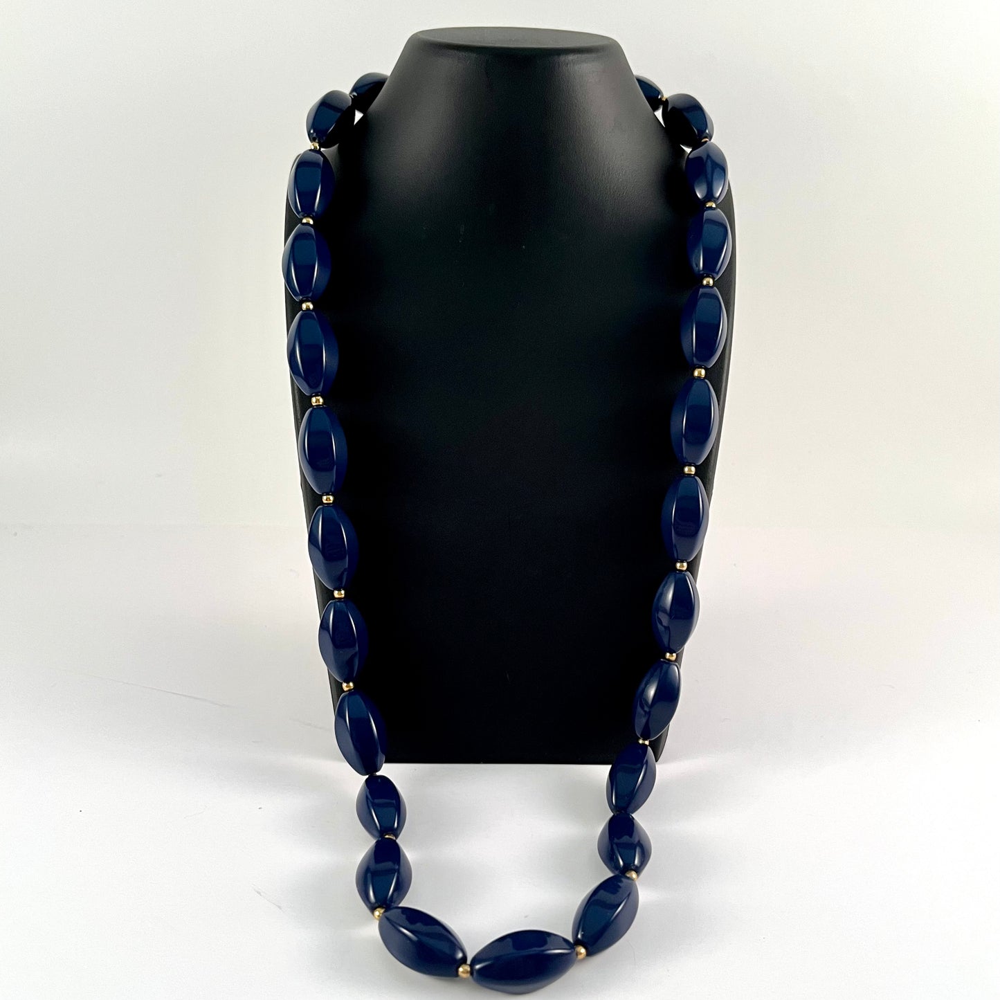 1980s Navy Blue Bead Necklace