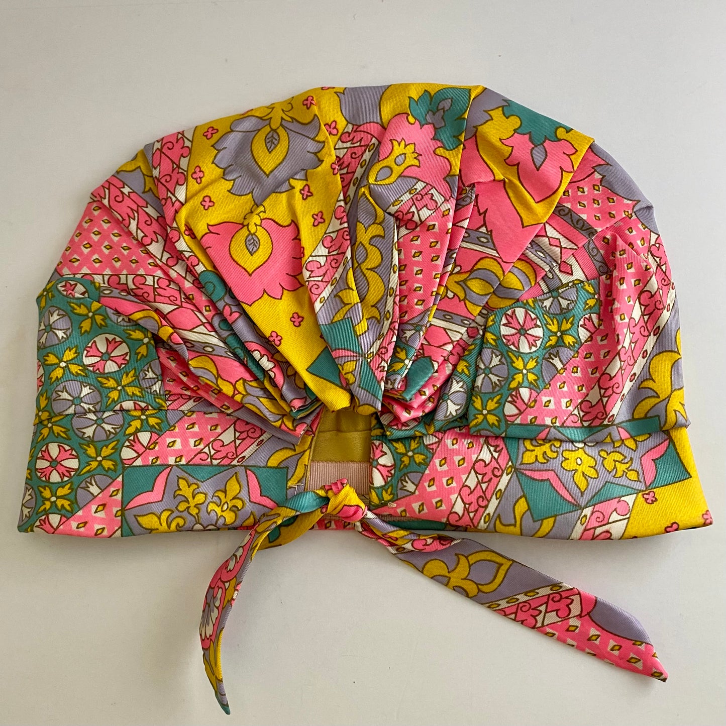 1960s Psychedelic Paisley Turban/ Head Scarf With Matching Scarf