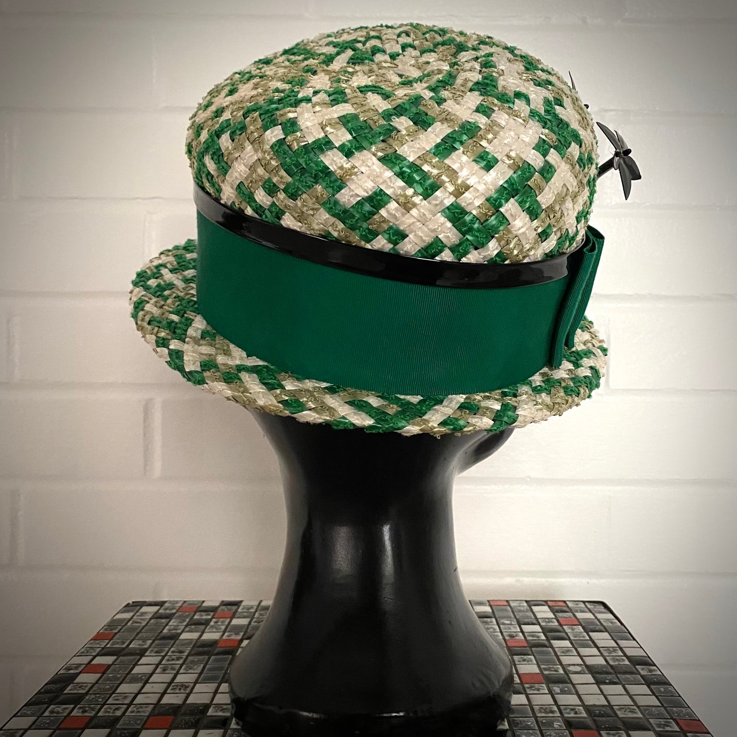 1960s Raffia Woven Bowler Hat