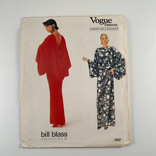 1980s Vogue Pattern 1037, American Designer Bill Blass-Uncut