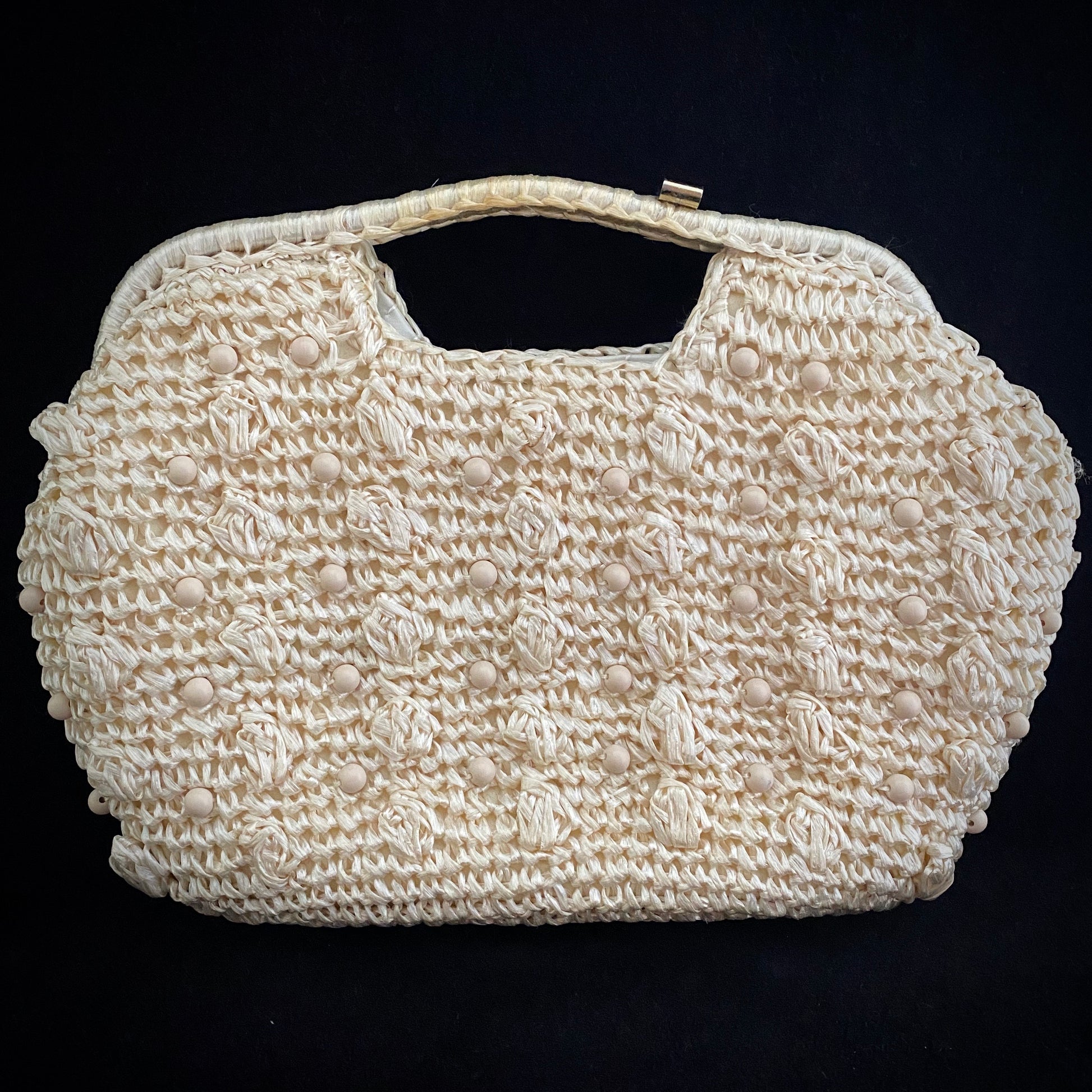 Late 60s/ Early 70s Made In Japan Raffia & Bead Bag - Retro Kandy Vintage