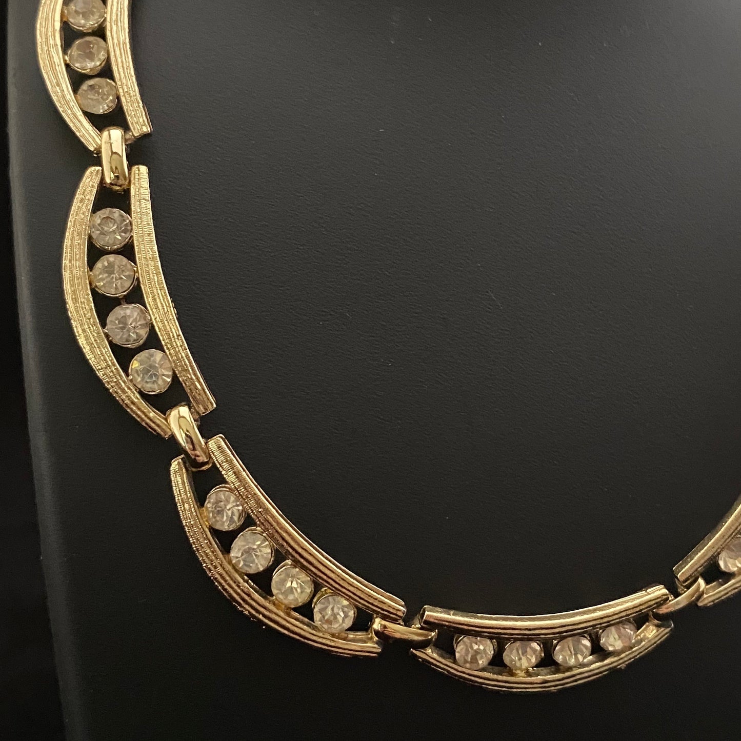 Late 50s/ Early 60s Coro Gold & Rhinestone Necklace - Retro Kandy Vintage