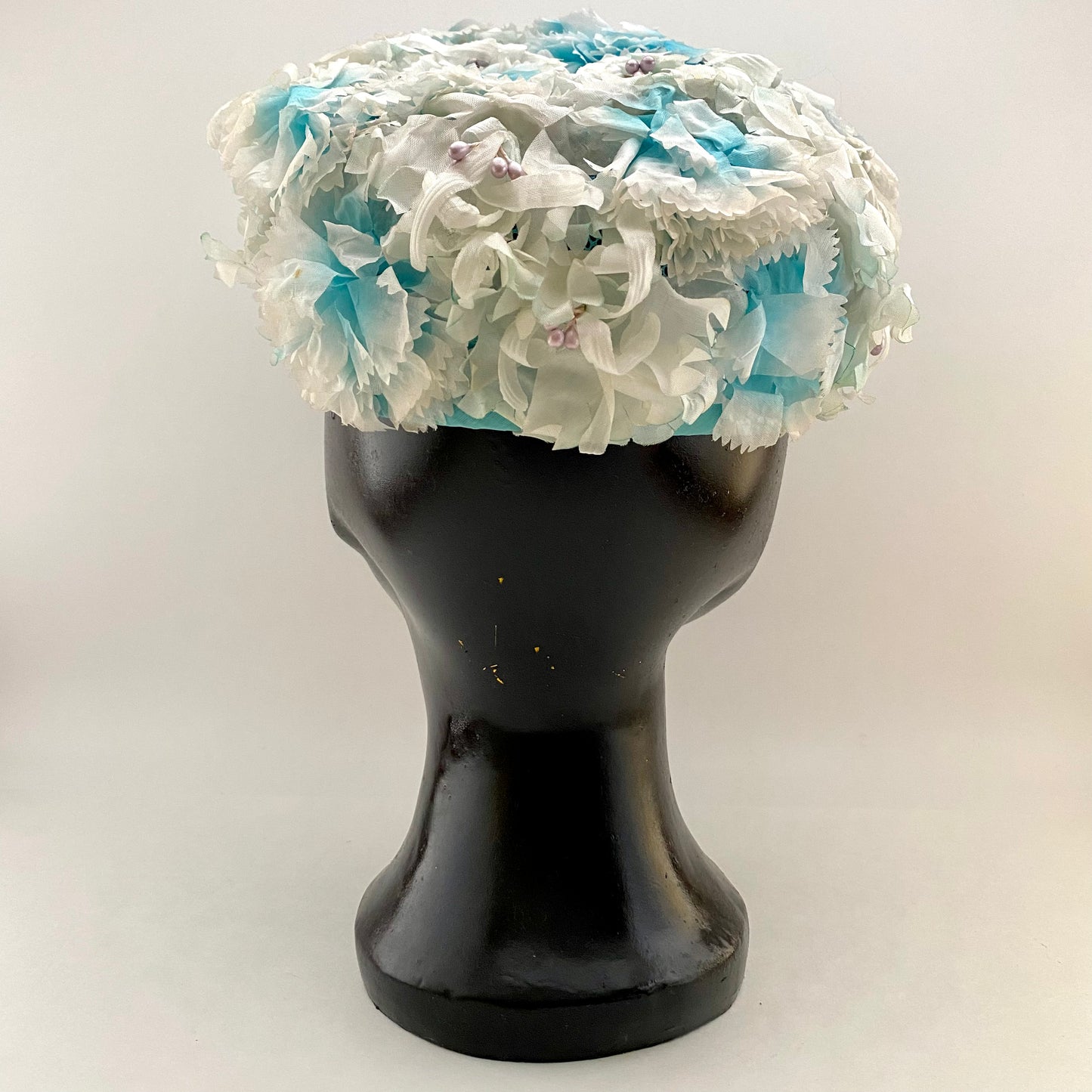 Late 50s/ Early 60s Aqua Faux Flower Hat