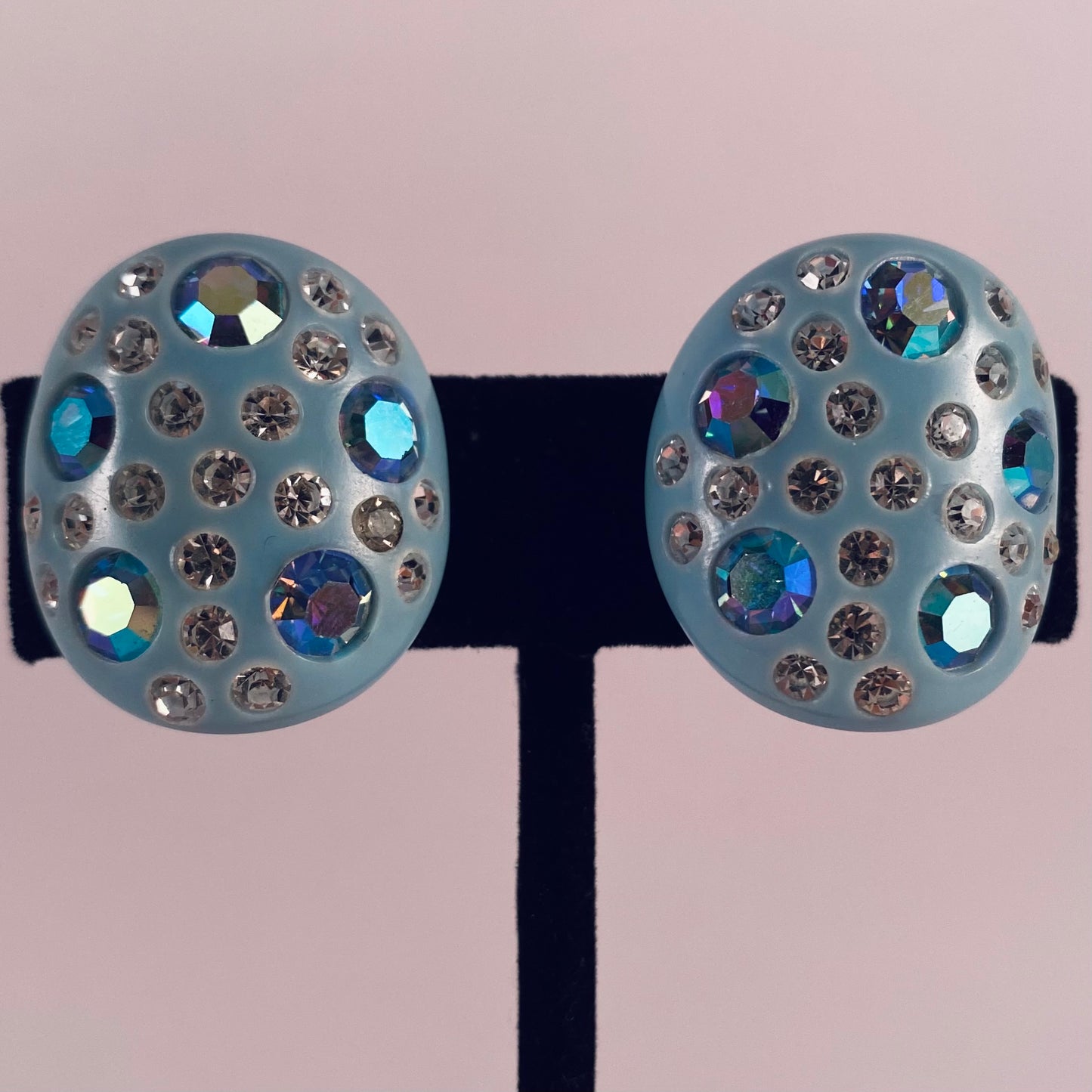 Late 50s/ Early 60s Blue Rhinestone Earrings