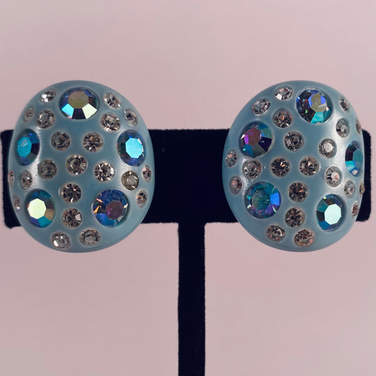 Late 50s/ Early 60s Blue Rhinestone Earrings
