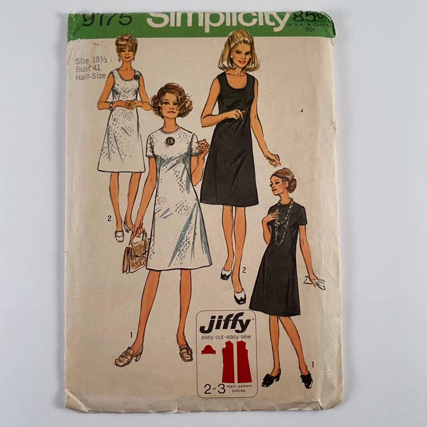 1970 Simplicity Jiffy Dress Pattern 9175- Uncut