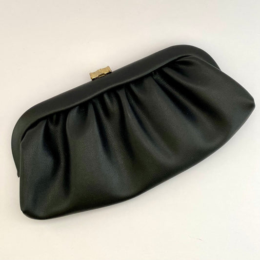 1960s Black Faux Leather Clutch