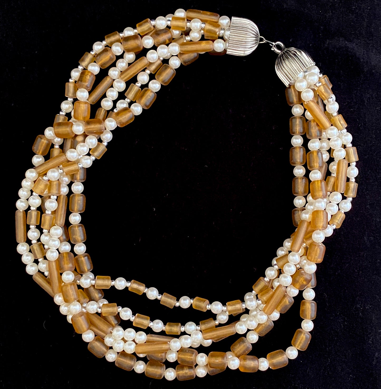 60s/70s Unsigned Faux Pearl & Bead Necklace