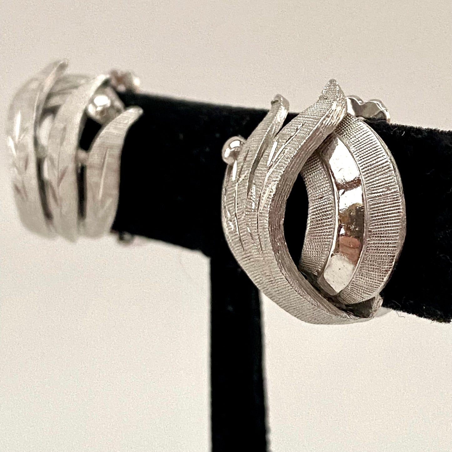 Late 50s/ Early 60s Etched Leaves Clip Earrings