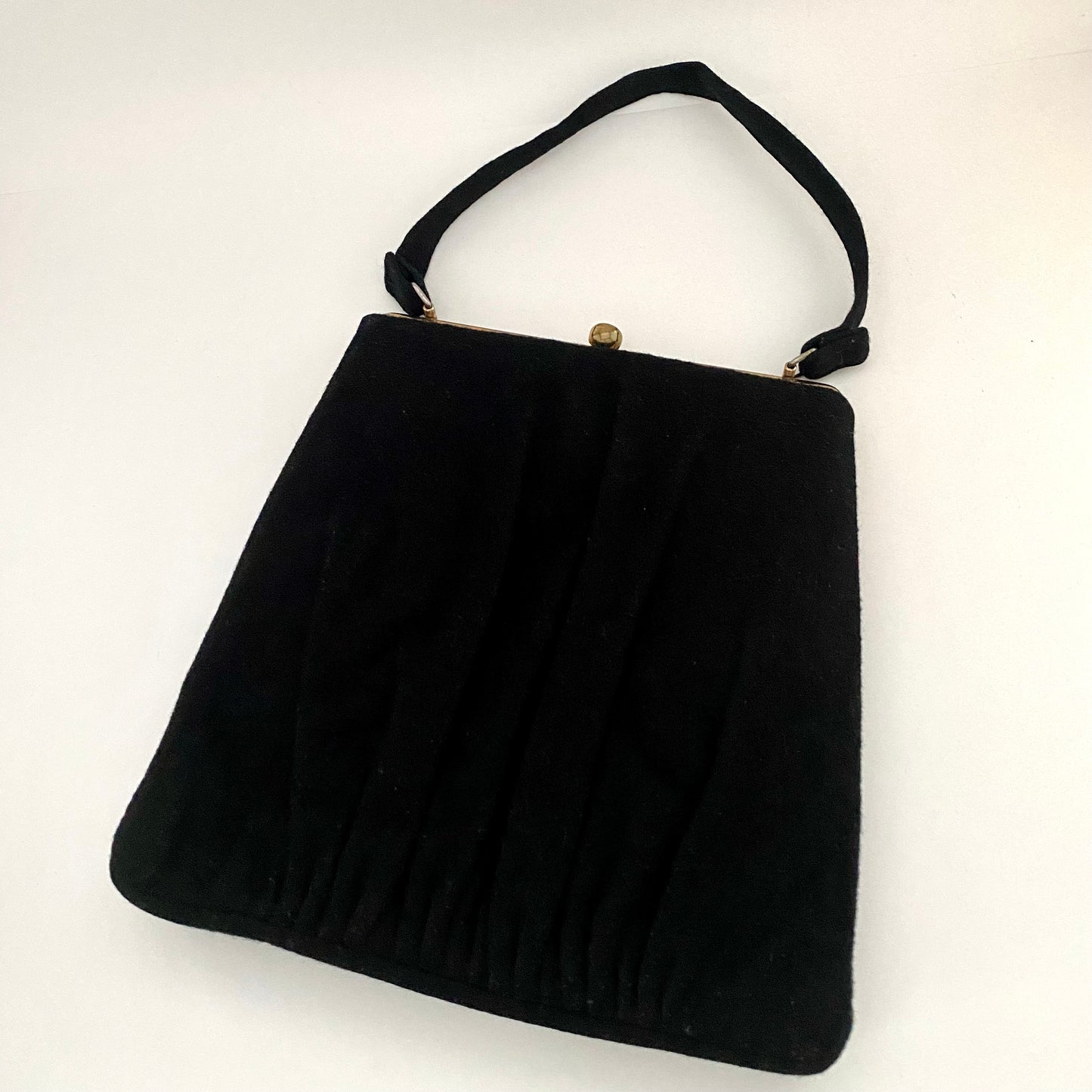 Late 40s/ Early 50s Black Fabric Handbag