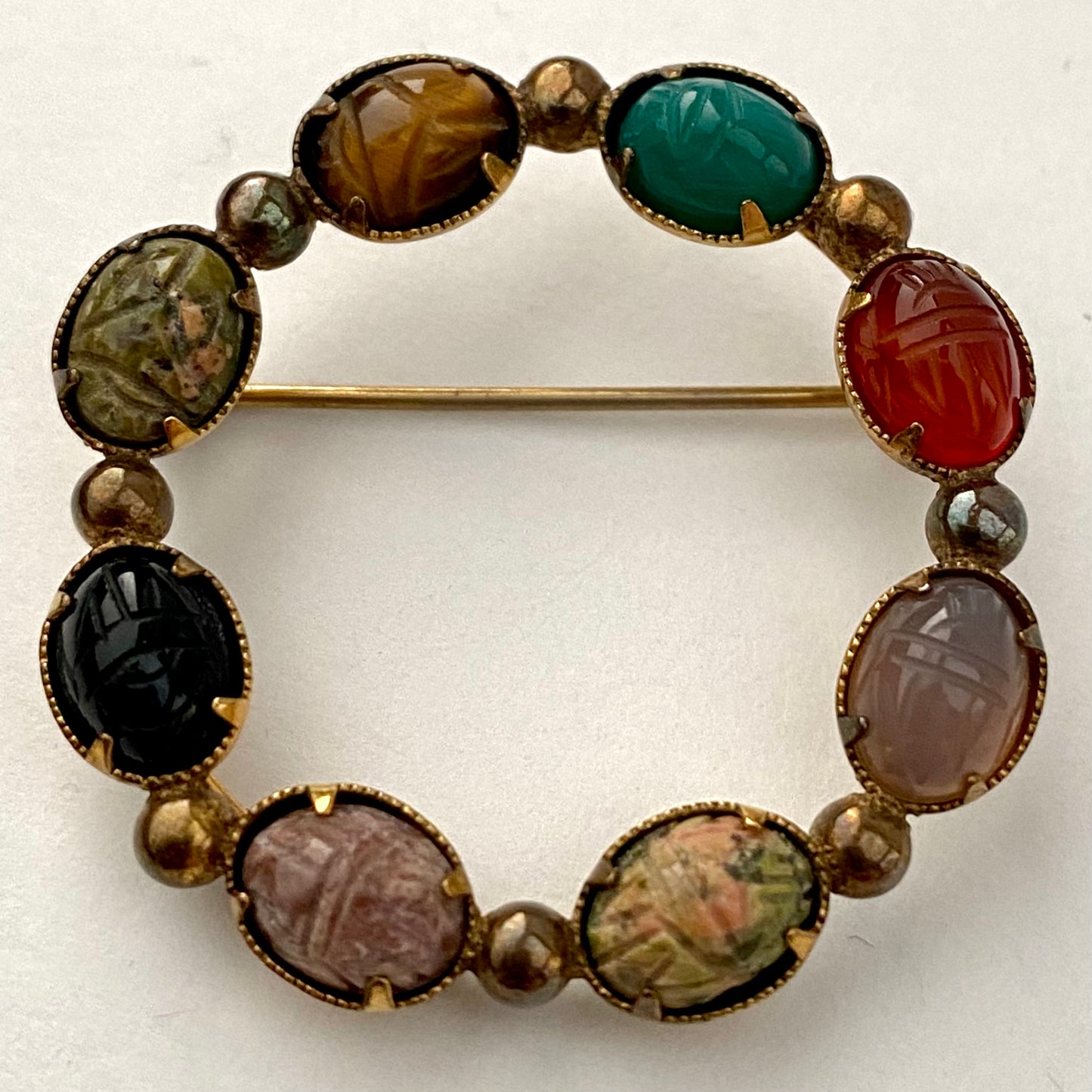 1960s Bal-Ron, 12K G.F. Scarab Circle Pin