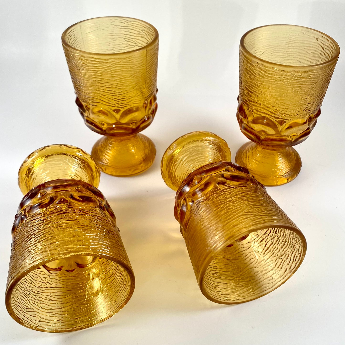 1970s Honey Amber Wine/Water Glass Set (4 Pieces)