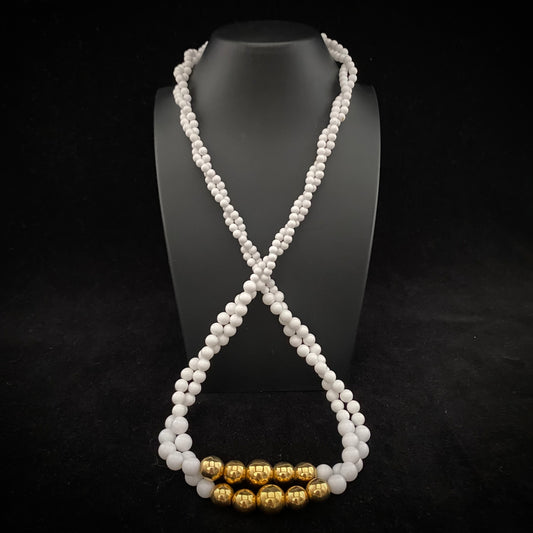1980s Napier Gold & White Bead Necklace
